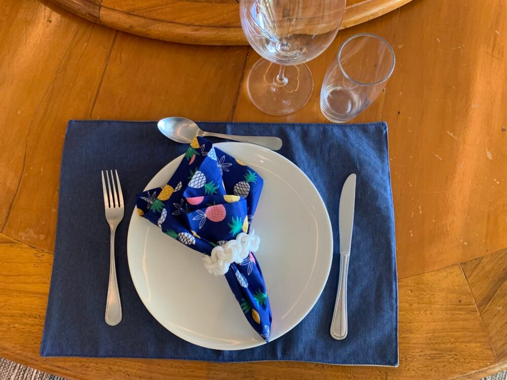 KIT PROMOCIONAL - 4 LUGARES dupla face - Tecido impermeável - AZUL E BEGE