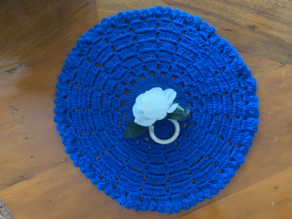 KIT PROMOCIONAL - 6 LUGARES DE MESA DE CROCHÊ- AZUL